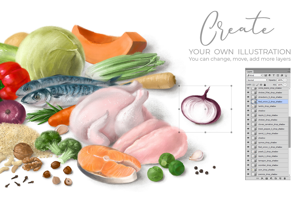 Diets Creator. Element Set, a Food Illustration by LeiaSW (Photo 7 of 8)