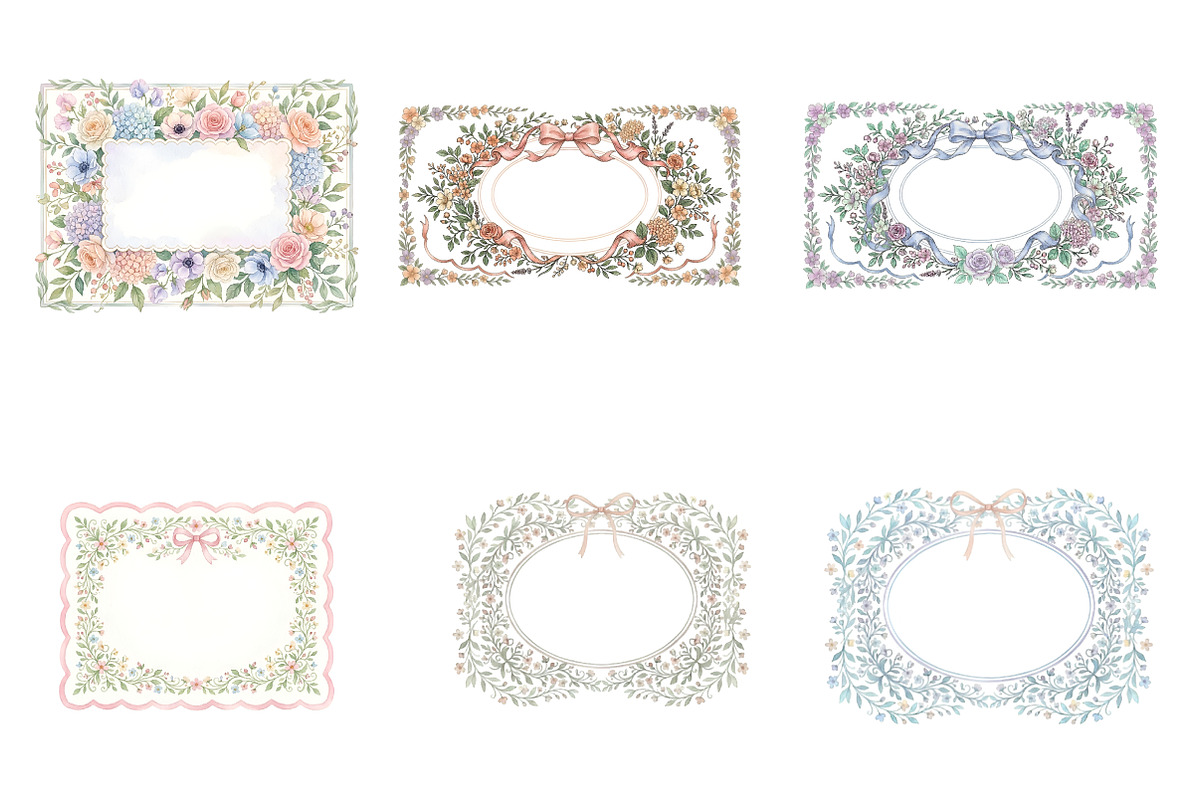 Watercolor Flower Frame Clipart, an Illustration by GatewayDesign (Photo 2 of 3)