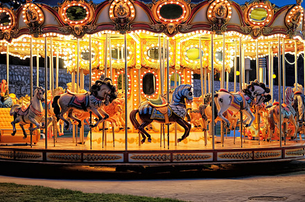 Vintage carousel detail featuring carousel, fair, and circus, an Arts & Entertainment Photo by Kynamuia