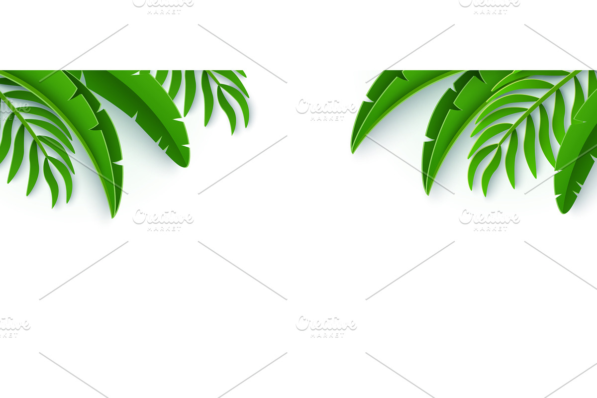 Palm Leaf Border paper cut design, a Background Graphic by kotoffei