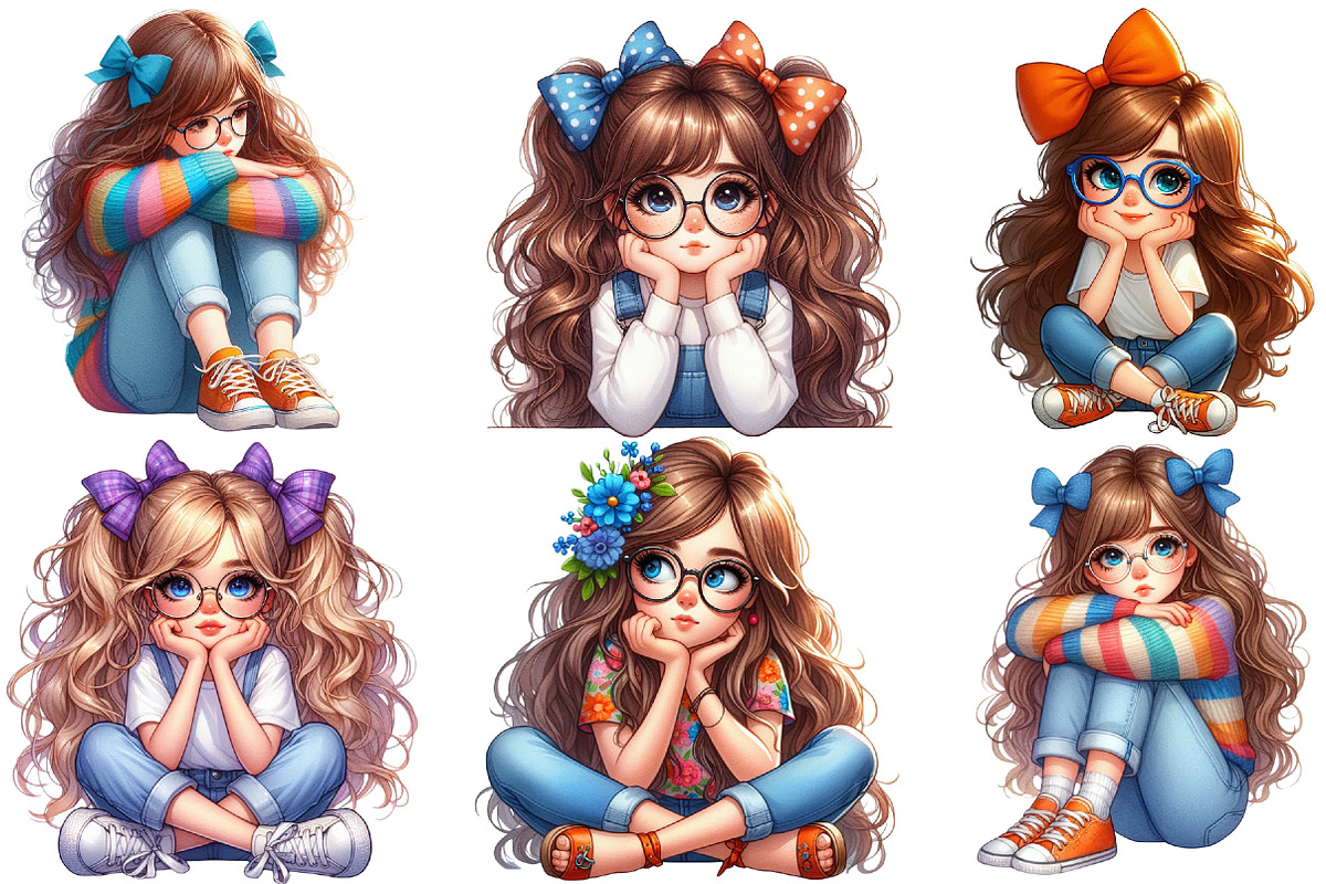 Quirky Cute Little Girl Clipart, an Illustration by Designworld (Photo 3 of 6)