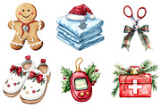 Christmas Nurse Clipart Set, a Seasonal Illustration by CitraGraphics (Thumbnail 4 of 9)