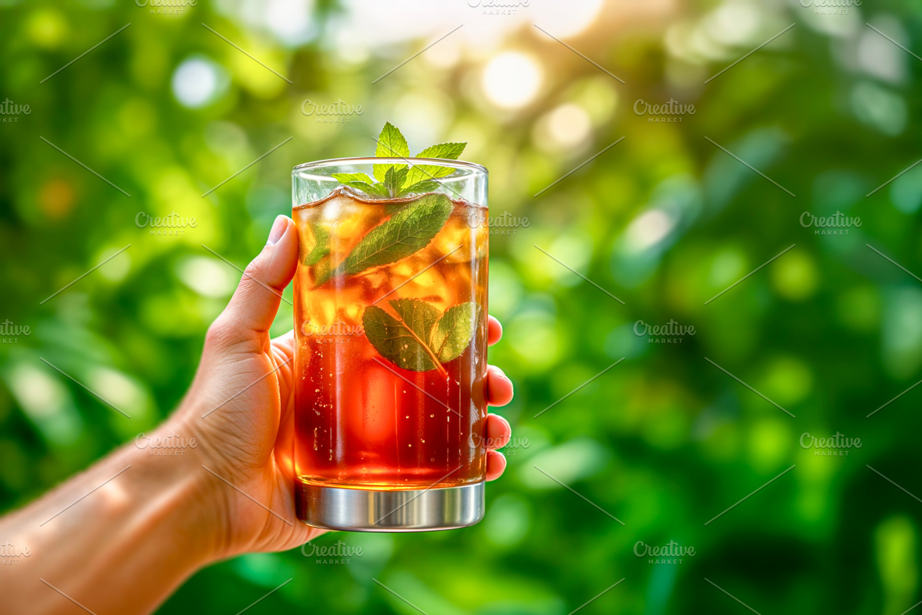 Hand holding iced tea glass, a Photo by rarrarorro