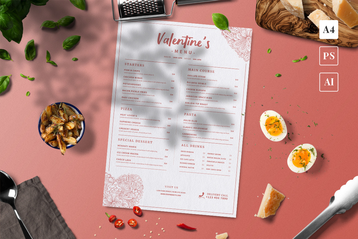 Valentine's Food Menu, a Print Template by The Savory Directors (Photo 1 of 3)