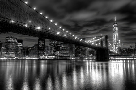 Night view of Brooklyn Bridge with c, a Photo by Iftikhar Alam