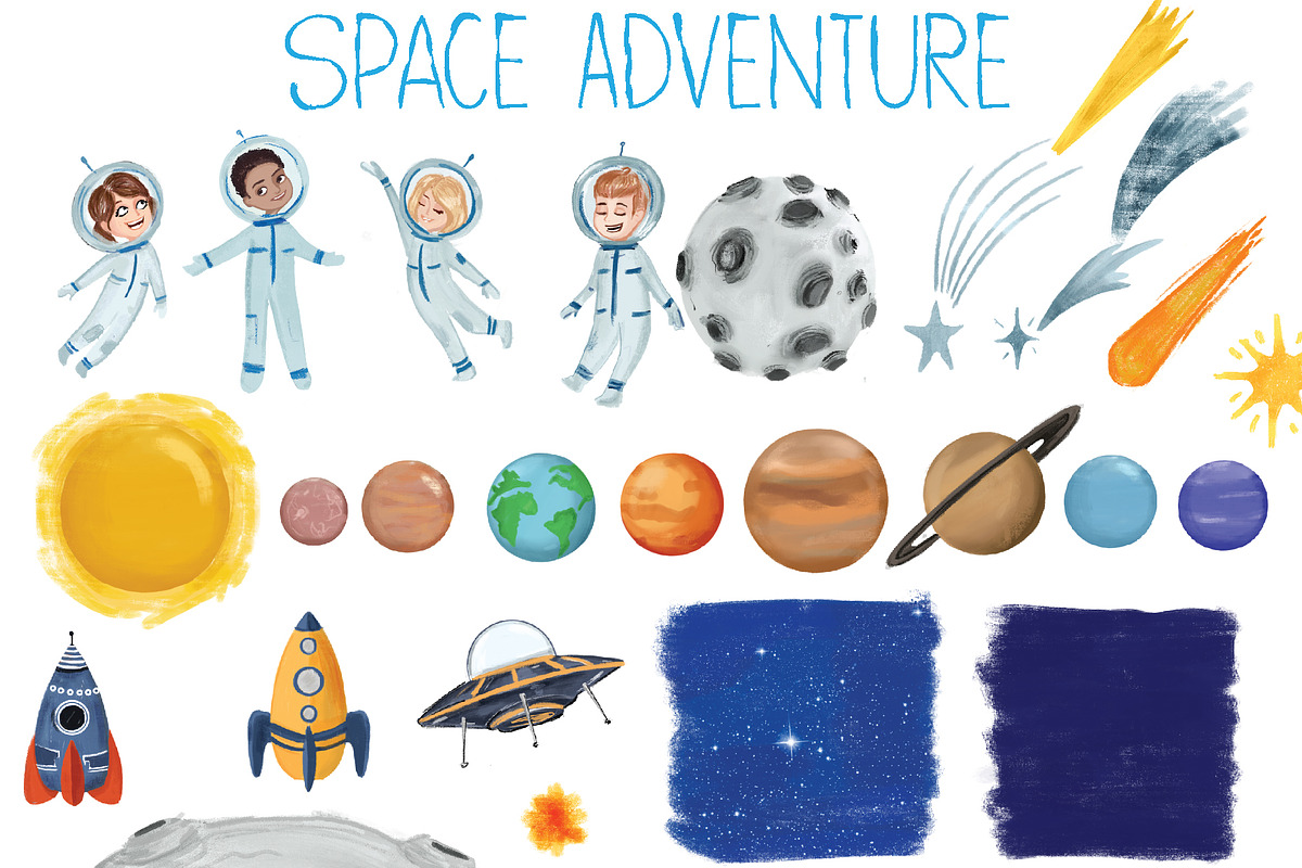Kid's in Space celestial Adventure, an Education Illustration by Winged Graphics (Photo 3 of 3)