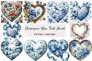 Chinoiserie Blue Toile Heart Waterco, an Illustration by DreamArtGraphic (Thumbnail 1 of 4)
