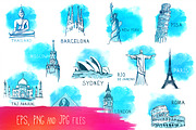12 Famous Landmarks in Vector, an Illustration by Varvara Gorbash (Thumbnail 2 of 3)