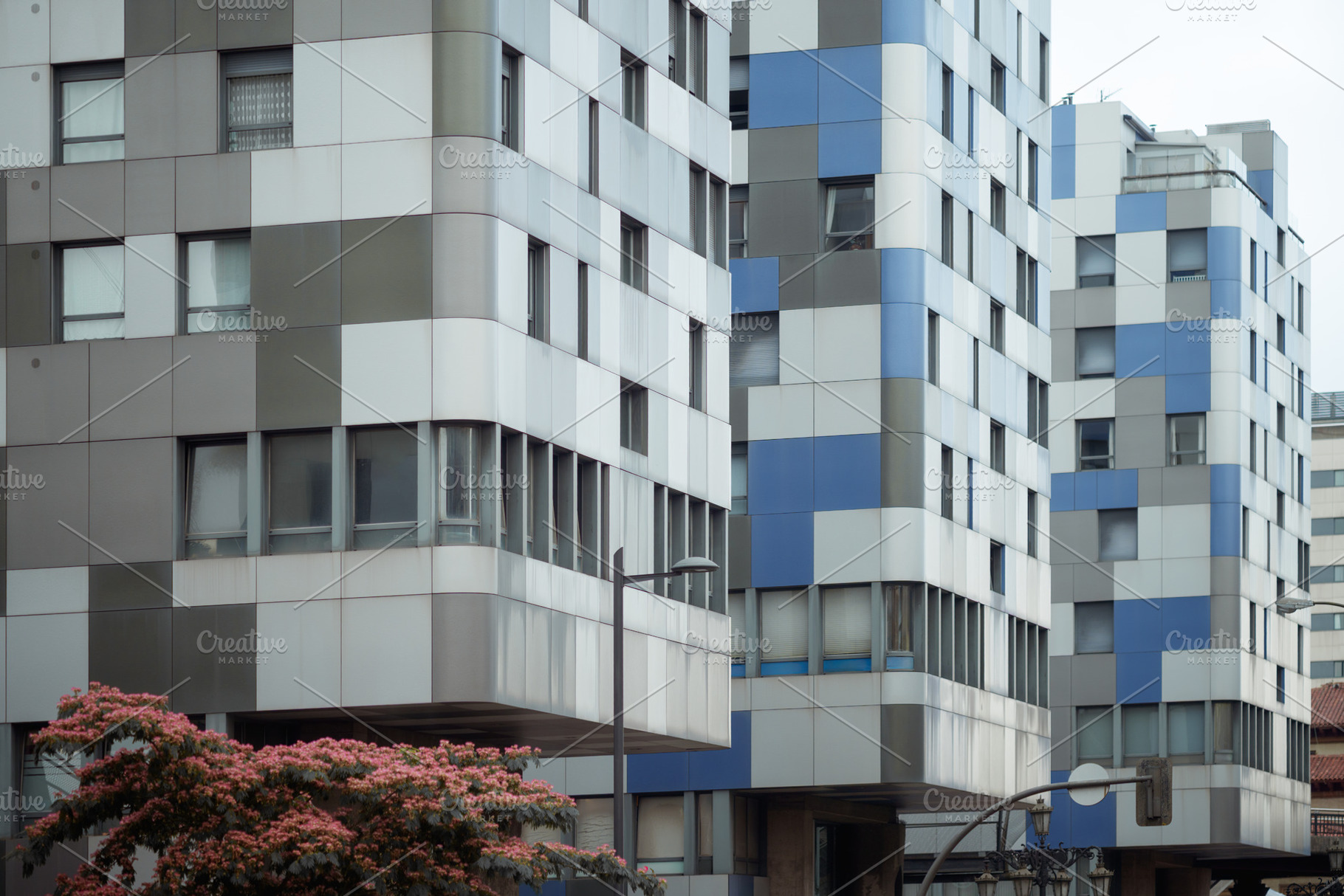 Geometric modern bluish buildings, an Architecture Photo by SkyNext