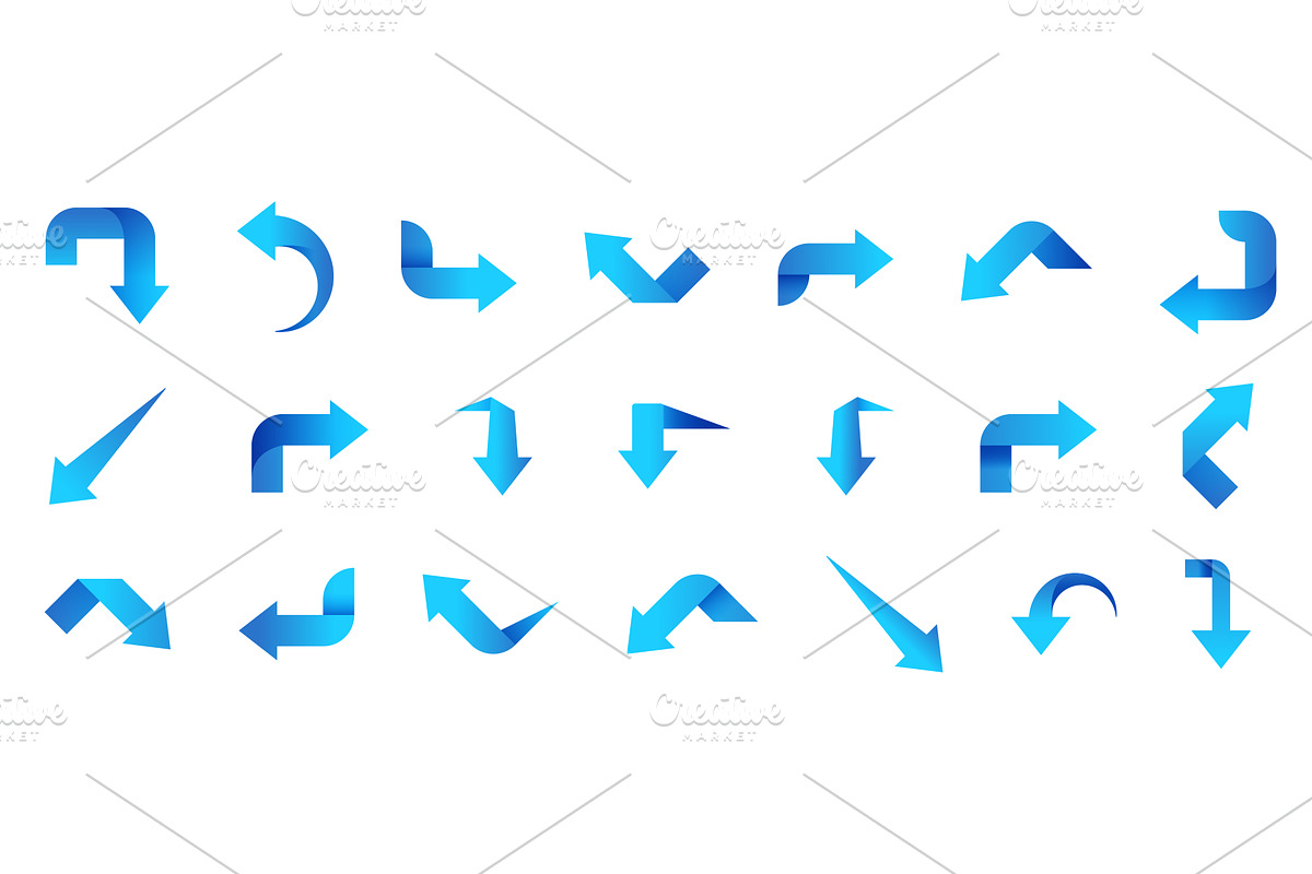 Set of blue arrow icons, an Object Illustration by Things for designers