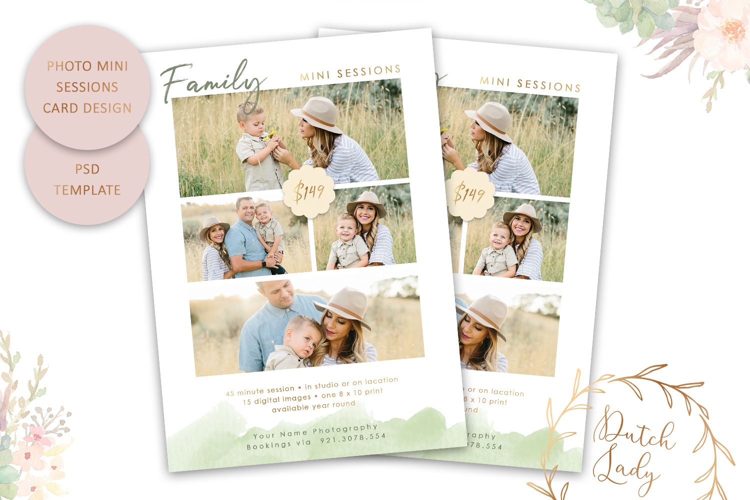 PSD Photo Session Card Template #45, a Card Template by The Dutch Lady ...