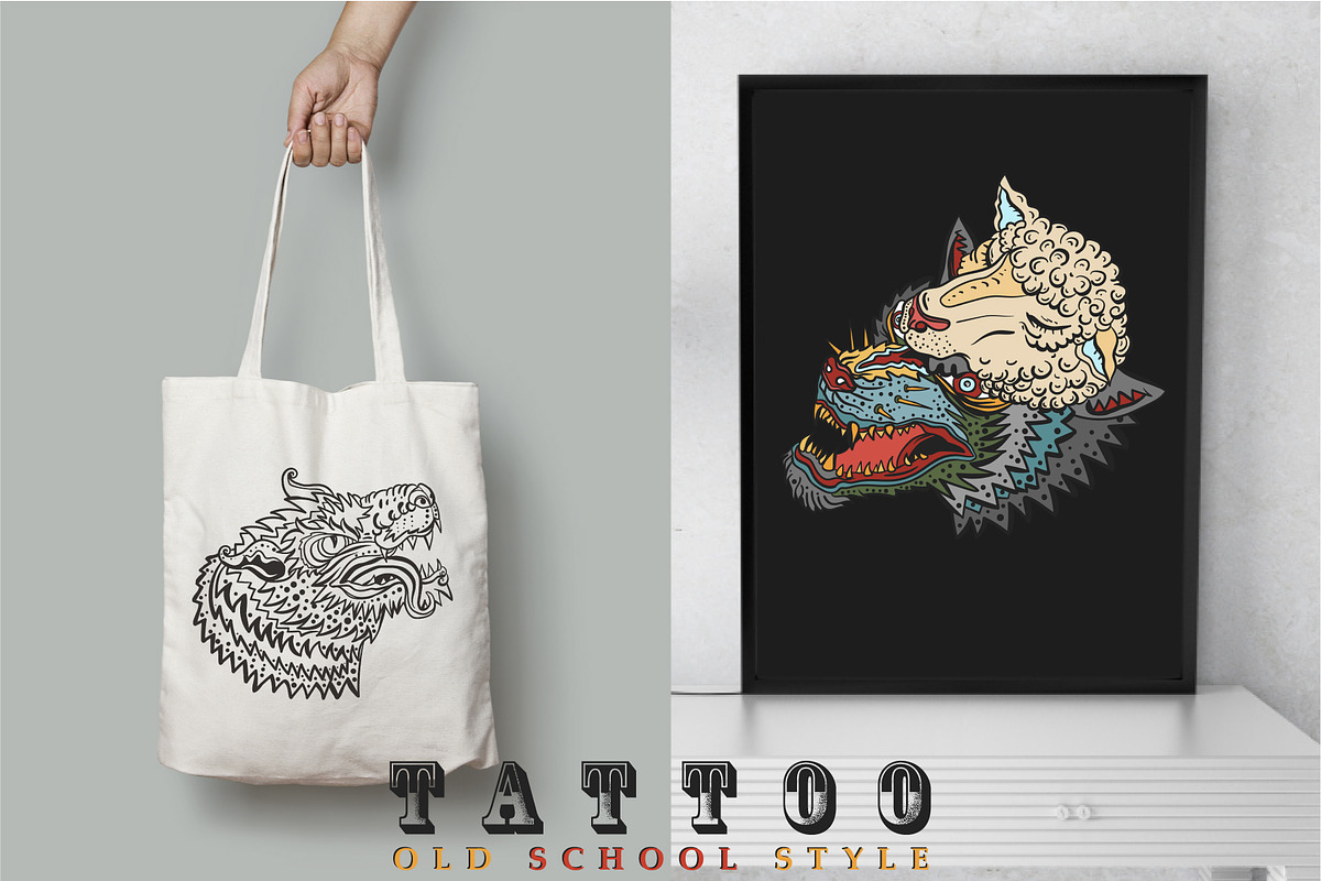 Wolves old school tattoo, a Graphic by intueri (Photo 6 of 7)