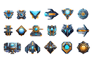 Game futuristic elements. Isolated, an Object Illustration by Valerie Bodnar
