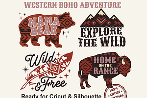 Mama Bear SVG Western Boho Adventure, a Graphic by TanchaArt