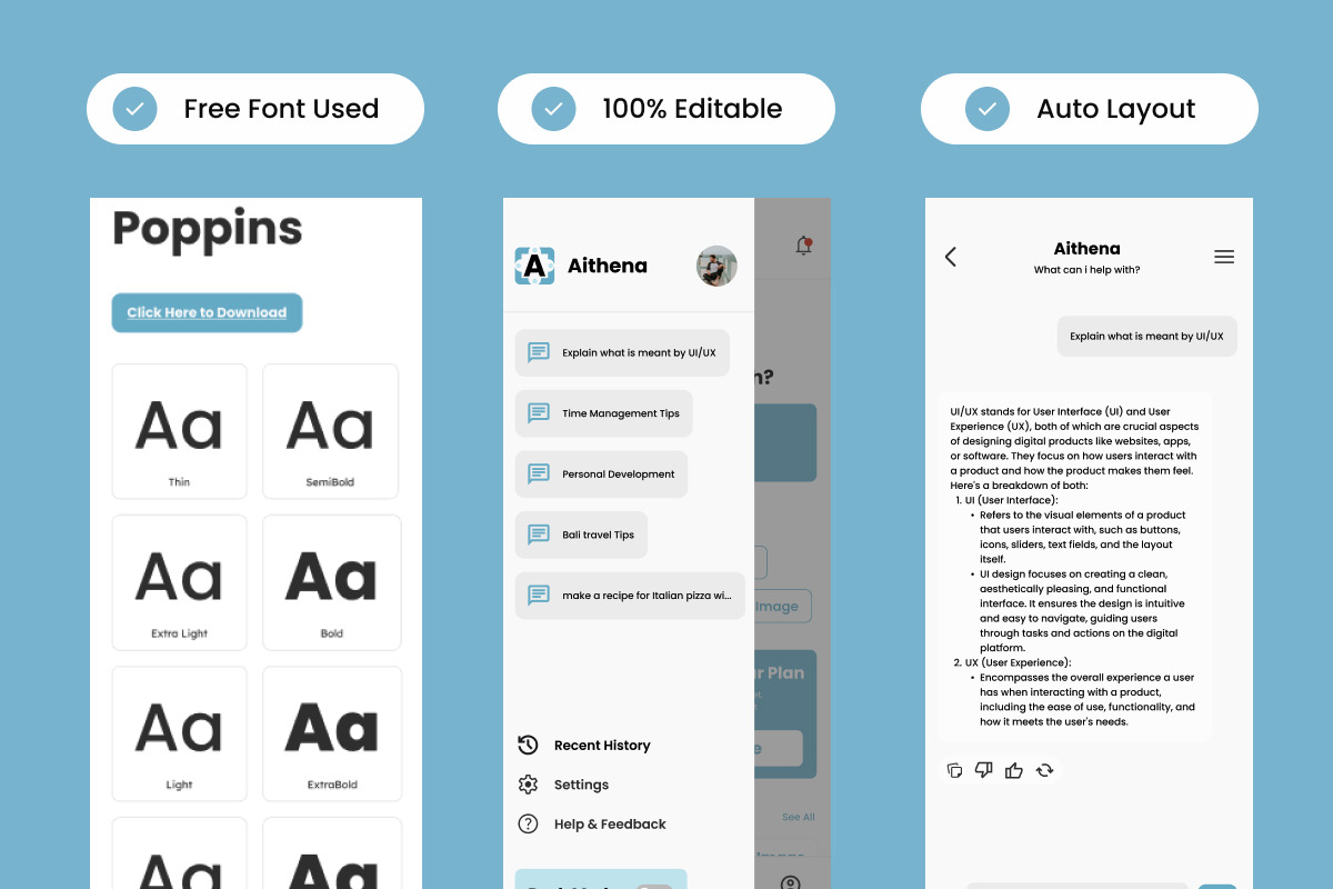 Aithena - AI Chatbot Mobile App, an App Template by twinstd (Photo 3 of 5)