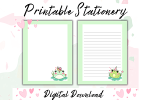 Cute Frog Stationery Printable PNG