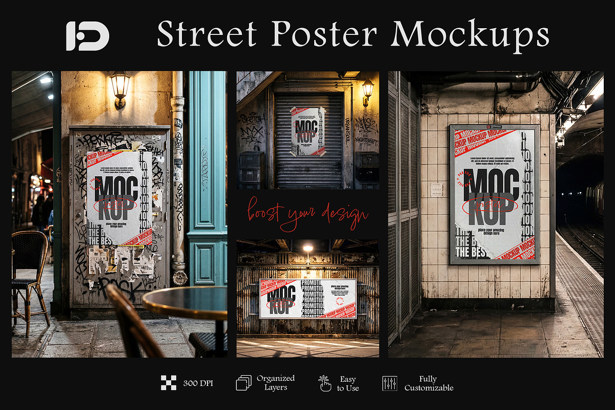 Street Poster Mockup Set, an Advertising Mockup by ForgeDesign (Photo 1 of 5)