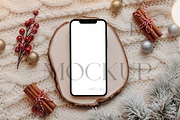 Cozy Christmas Phone Mockup, a Product Mockup by TatiMockup (Thumbnail 1 of 5)