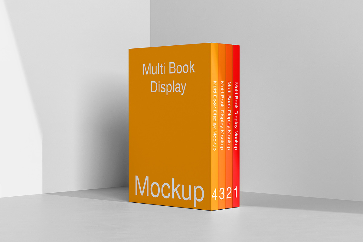 Multi Book Display Mockup - 8 Views, a Books & Magazine Mockup by Illusiongraphic (Photo 5 of 23)
