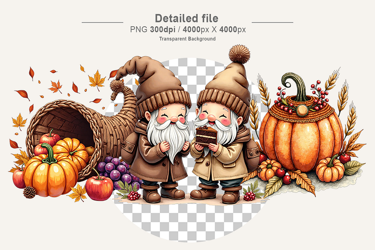 Fall Harvest & Winter Gnome Clipart, an Illustration by Artnoy (Photo 3 of 8)