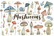 Watercolor mushrooms collection., a Decorative Illustration by Kira Konoshenko (Thumbnail 1 of 12)