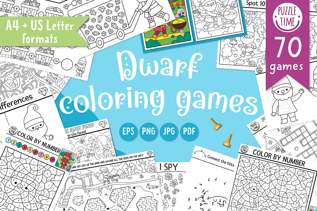 Dwarf coloring games and activities, an Education Illustration by Lexi Claus (Photo 1 of 16)