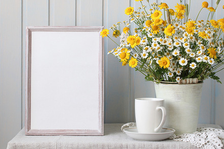 summer rural mockup. an empty frame, a Photo by BalaguR