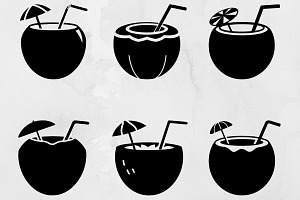 Coconut Drink Silhouette SVG, a Healthcare Illustration by newminddesign