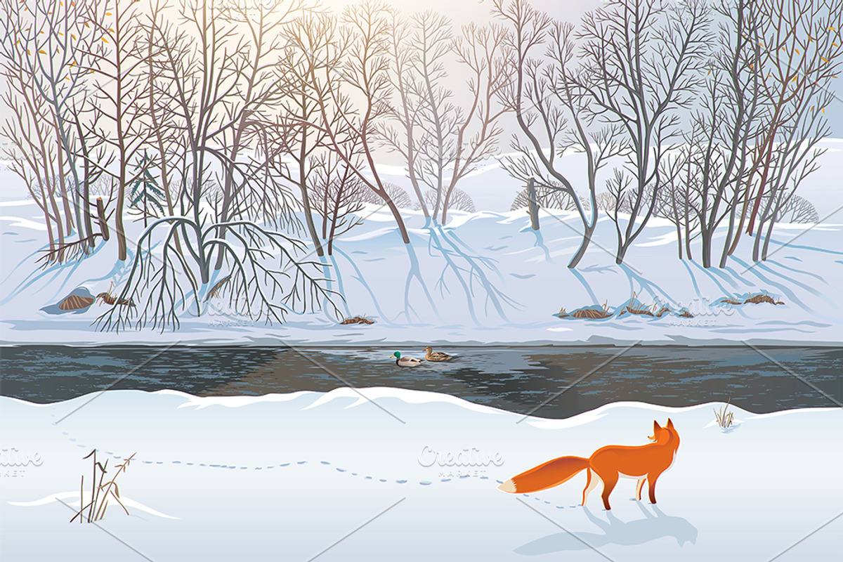 Winter forest with Fox, an Animal Illustration by Countryside life (Photo 2 of 10)