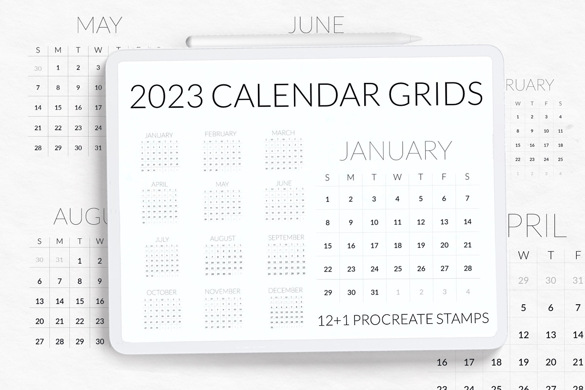 2023 Calendar stamps for Procreate, a Brush Add-On by Let's Art (Photo 1 of 2)
