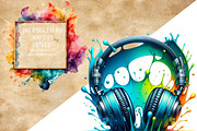 Color Splash Headphones PNG Set, a Technology Illustration by DoubleTwists (Thumbnail 1 of 5)