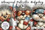 Whimsical Patriotic Hedgehog Clipart, an Animal Illustration by CreationArt (Thumbnail 1 of 7)