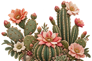Beaded Flowering Cactus PNG