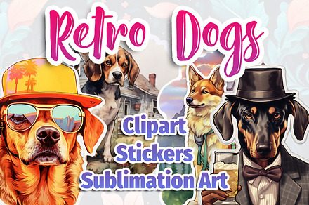 Retro Dogs Clipart