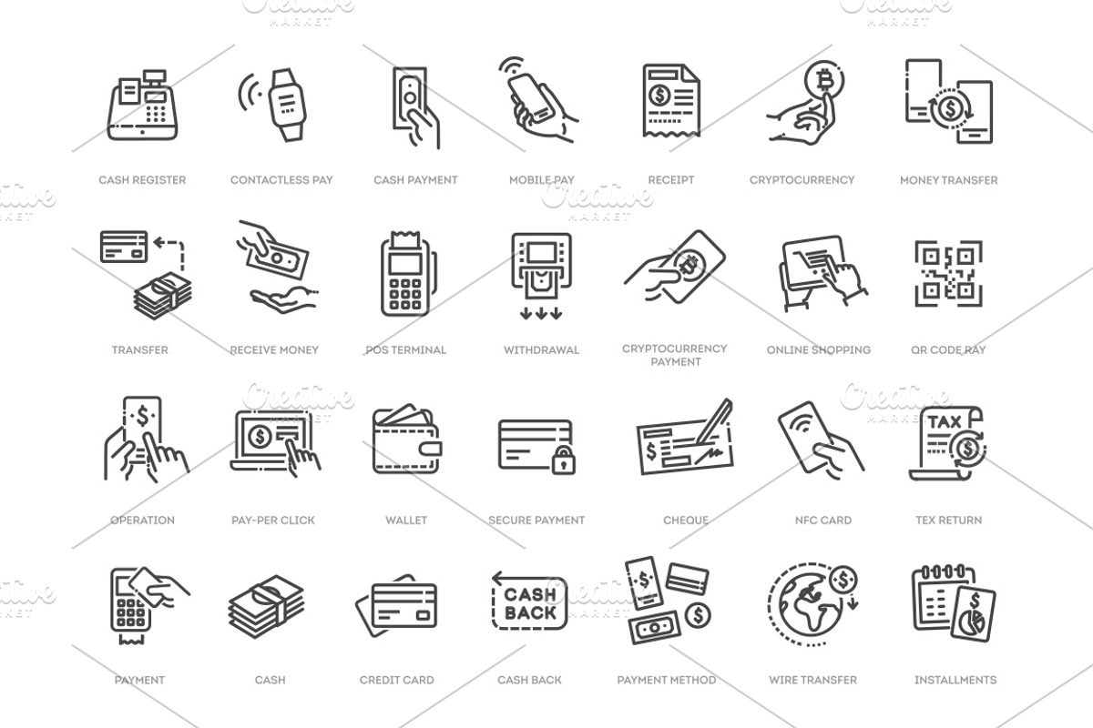 Payment Methods Icons, an Outline Icon by Tettygreen (Photo 2 of 2)