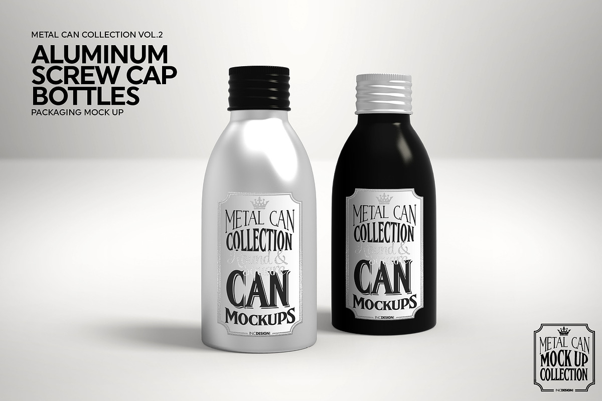 Aluminum Screw Cap Bottle Mockup, a Cups & Container Mockup by INCDesign (Photo 4 of 9)