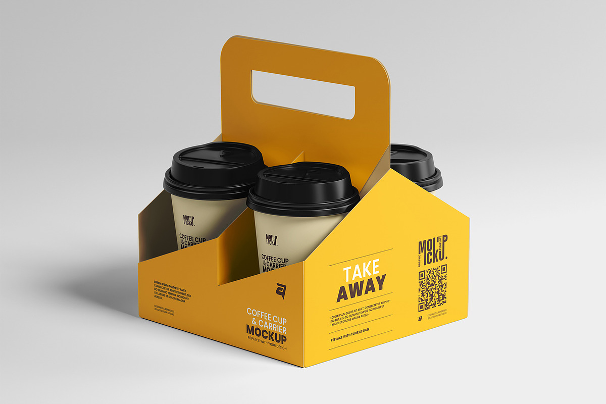 Coffee Cup & Carrier Mockup Design, a Cups & Container Mockup by Artnivora.Std (Photo 6 of 6)