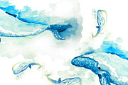 Hand-drawn watercolor whale bundle, an Object Graphic by Natsuhisui (Thumbnail 3 of 9)