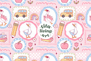Silly Goose School Seamless Pattern, an Education Illustration by TitaLivingArt (Thumbnail 2 of 13)