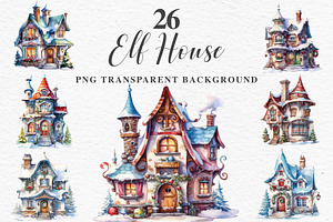 Christmas Santa Elf House Clipart