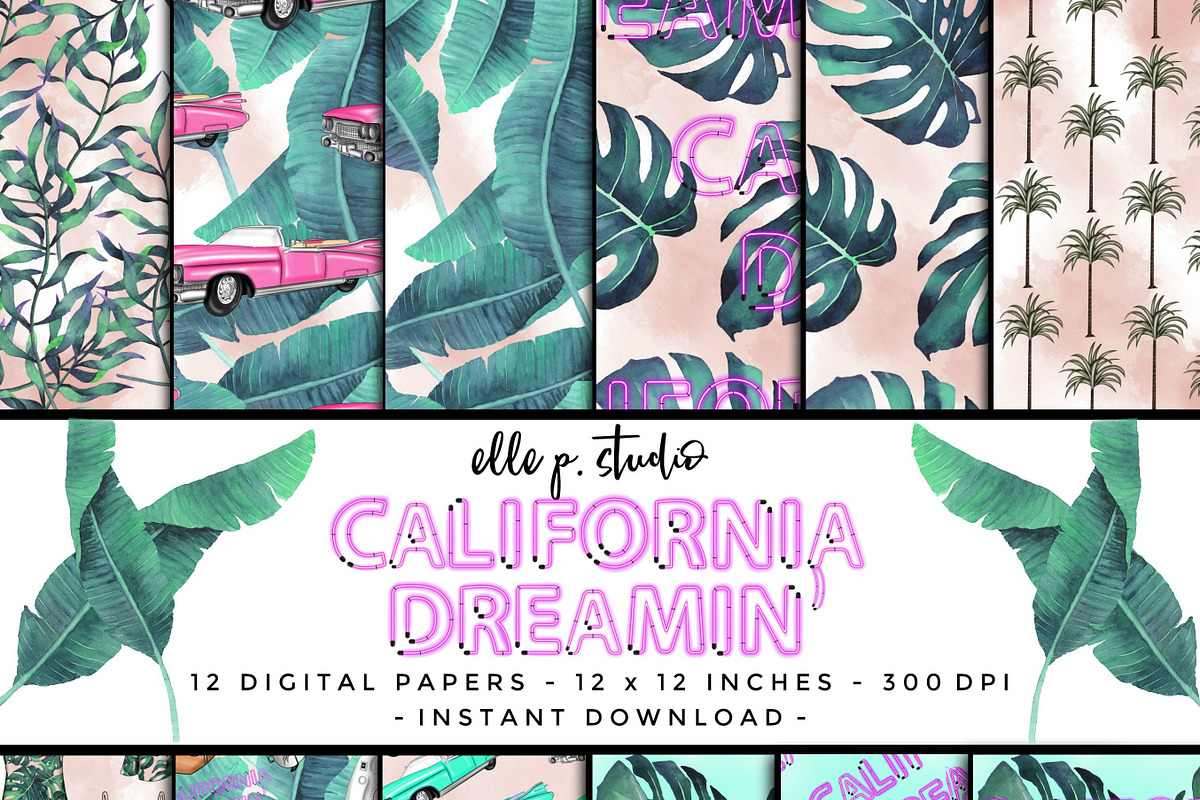California Dreaming Paper Patterns, a Pattern Graphic by Elle P. Studio