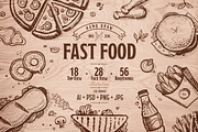 Fast food hand drawn set, a Food Illustration by Alfazet Chronicles (Thumbnail 1 of 9)