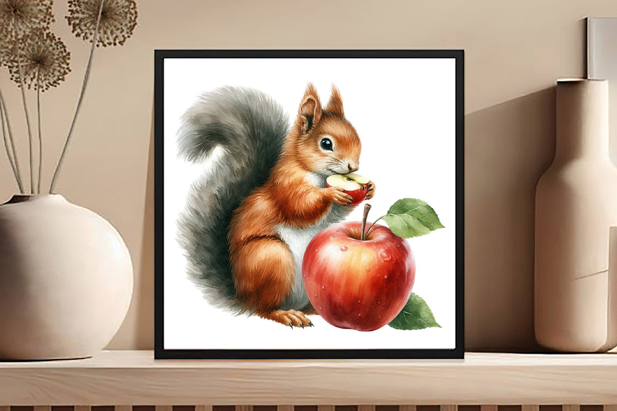 Watercolor Autumn Squirrel Clipart, an Illustration by DreamCafeArt (Photo 8 of 9)