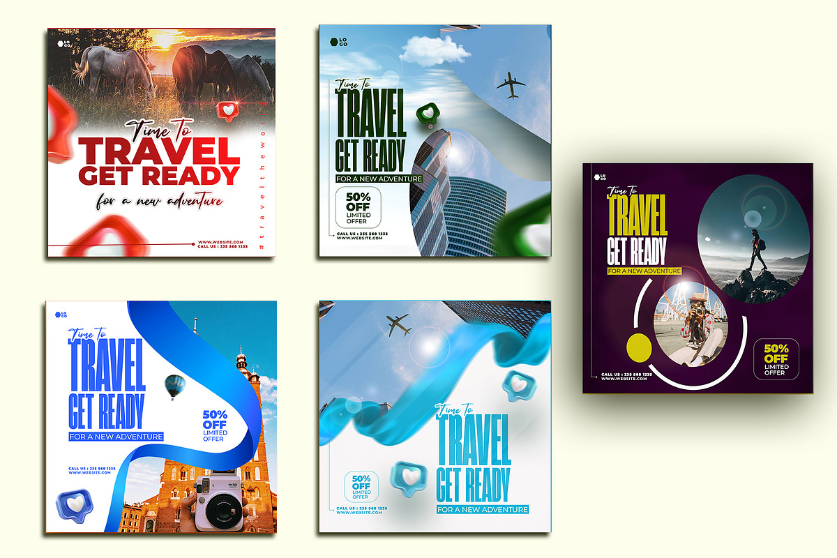 5 Social Media travel Templates, a Social Media Template by graphic bakers (Photo 9 of 10)