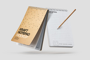 Kraft Notepad Mockup Set, Sketchbook