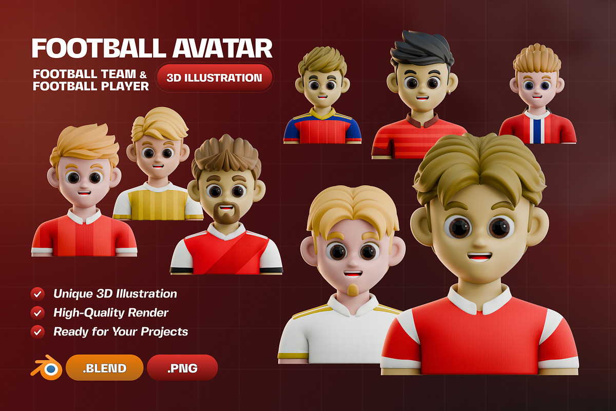 Football Avatar 3D Illustration Pack, a Characters & Person 3D Model by Haps Space (Photo 1 of 4)