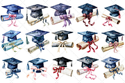 Watercolor Graduation Hat Clipart, an Education Illustration by FloridPrintables (Thumbnail 3 of 4)