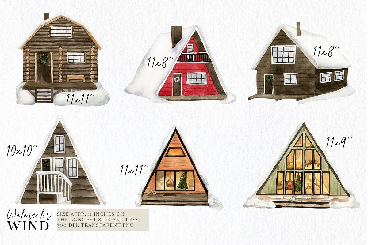 Christmas Forest Cabin Clipart, an Illustration by Ksenia Shmakova (Photo 2 of 13)