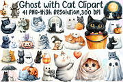 Ghost with Cat Clipart, an Illustration by Sublimation Artist (Thumbnail 1 of 6)