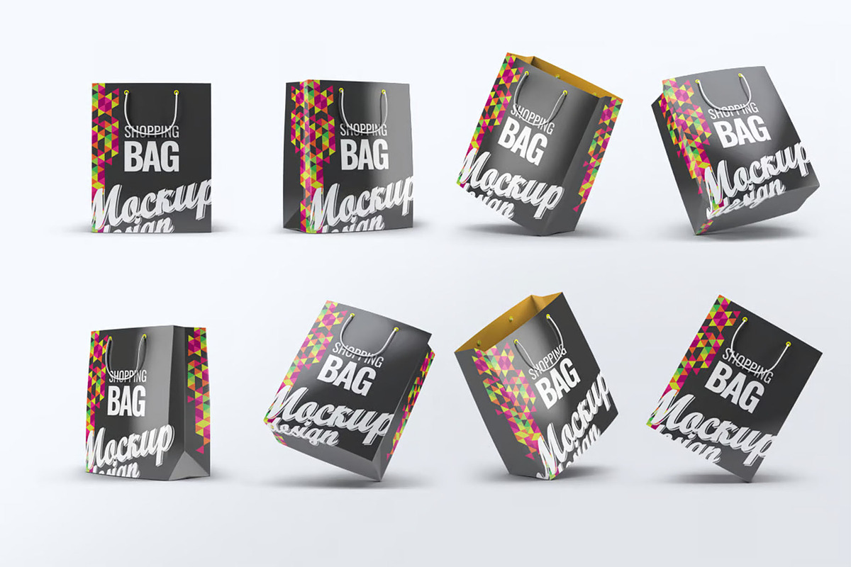 Paper Shopping Bag Mock-Up, a Packaging Mockup by DesignRushMarket (Photo 1 of 7)